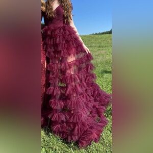 La Femme - 28804 Off-Shoulder Tiered Ruffle A-Line Prom Dress